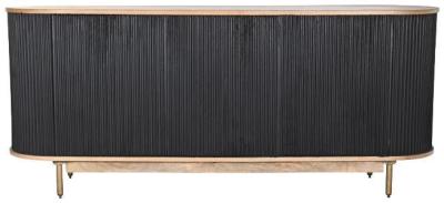 Denali Black Mango Wood And Oak Large Buffet Sideboard 3 Doors