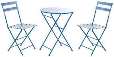 Garden Blue Metal Folding Dining Table Set 2 Chair