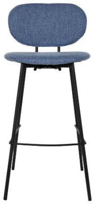 Set Of 2 Loft Blue Fabric Barstool With Back