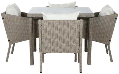 Product photograph of Ranchi Garden Brown Rattan Cushion Dining Table Set With 4 Chair from Choice Furniture Superstore