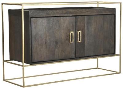 Modern Brown Mango Wood And Metal Medium Buffet Sideboard 2 Doors