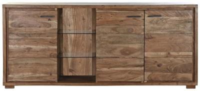 Brown Acacia Wood 175cm Large Buffet Sideboard 3 Doors