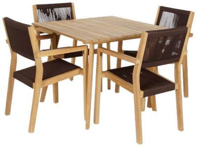 Product photograph of Garden Brown Teak Dining Table Set 4 Chair from Choice Furniture Superstore