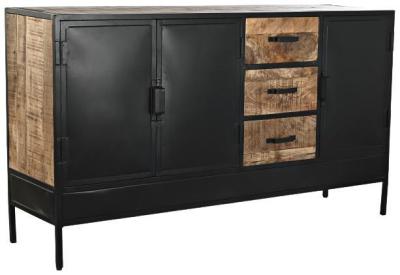 Black Mango Wood 160cm Medium Buffet Sideboard 3 Doors