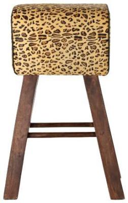 Set Of 2 African Leopard Print Leather Barstool