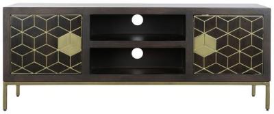 Modern Brown Acacia Wood 140cm Tv Unit