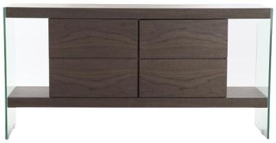 Romantic Brown Walnut And Galss 160cm Medium Buffet Sideboard