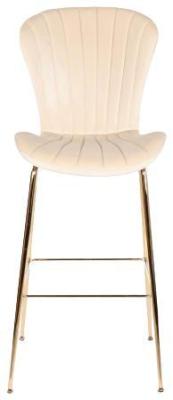 Set Of 2 Glam Cream Fabric Barstool With Back