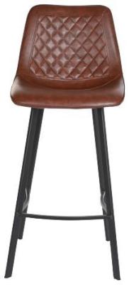 Set Of 2 Vintage Dark Brown Faux Leather Barstool With Back