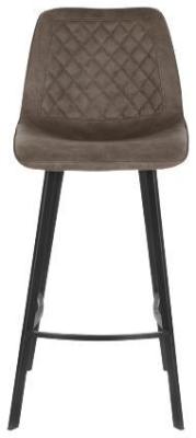 Set Of 2 Vintage Dark Brown Faux Leather Barstool With Black Legs