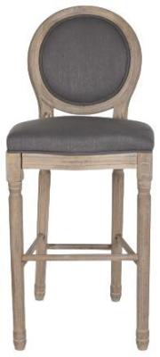 Set Of 2 Traditional Dark Gray Fabric Barstool With Back