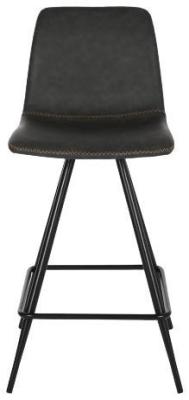 Set Of 2 Loft Dark Grey Faux Leather Barstool With Back