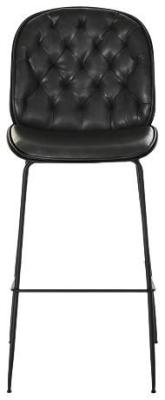 Set Of 2 Loft Dark Grey Faux Leather Barstool With Tufted Back