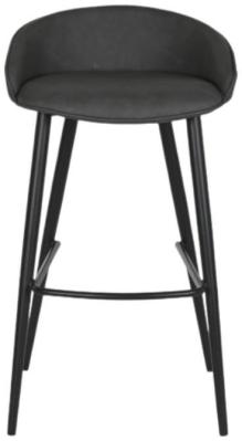 Set Of 2 Vintage Dark Gray Faux Leather Barstool With Back