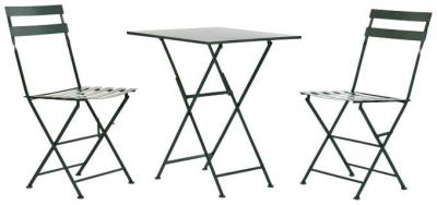 Etienne Dark Green Metal Dining Table Set 2 Chair