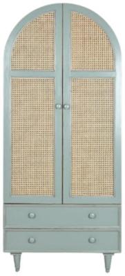 Oriental Green And Rattan 2 Door Wardrobe