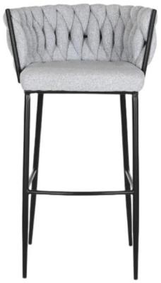 Set Of 2 Modern Grey Fabric Braided Barstool With Back