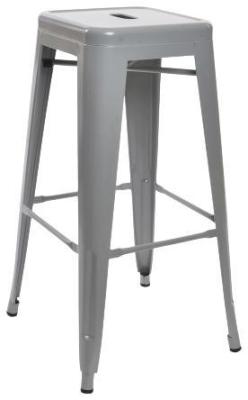 Set Of 4 Tolix Style Industrial Grey Metal Barstool