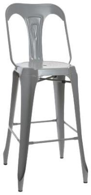 Set Of 2 Loft Grey Metal Barstool With Back