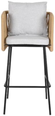 Set Of 2 Grey Fabric Barstool With Back