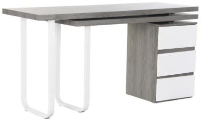 Product photograph of Scandi Grey And White Wood 3 Drawer Desk from Choice Furniture Superstore