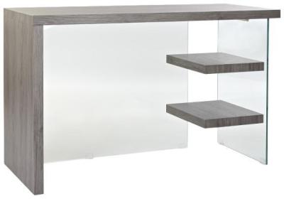 Product photograph of Modern Grey Wood And Glass Desk from Choice Furniture Superstore