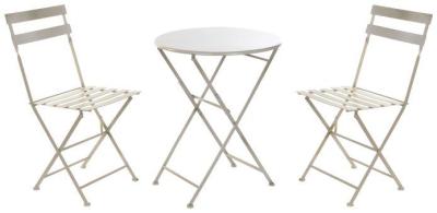 Garden Light Grey Metal Folding Dining Table Set 2 Chair