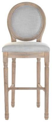 Set Of 2 Traditional Light Gray Fabric Barstool With Back