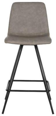 Set Of 2 Loft Light Gray Faux Leather Barstool With Back