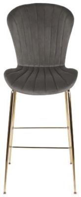 Set Of 2 Glam Light Gray Fabric Barstool With Back