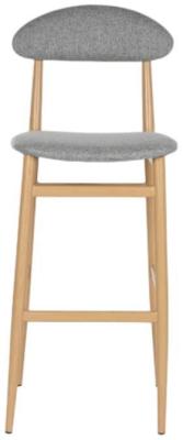 Set Of 2 Scandi Light Gray Fabric Barstool