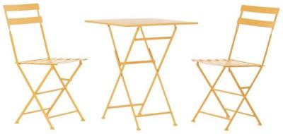 Etienne Mustard Metal Dining Table Set 2 Chair