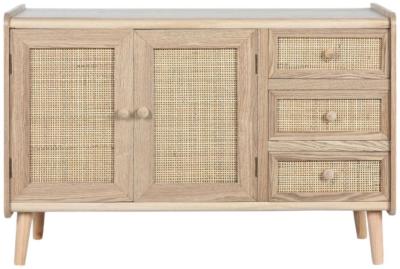 Indian Wooden And Rattan 90cm Small Buffet Sideboard 2 Doors