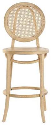 Set Of 2 Vintage Natural Rattan Rack Barstool With Back