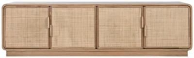 Natural Oak And Rattan Tv Unit