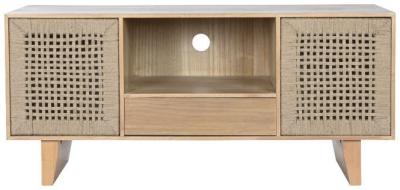 Balinese Natural Pine Wood 120cm Tv Unit