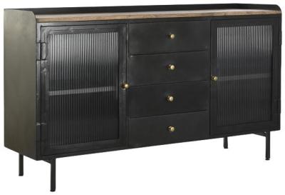 Loft Black Mango Wood 145cm Medium Buffet Sideboard 2 Doors