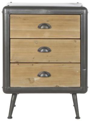 Loft Wooden 3 Drawer Bedside Table