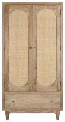 Mango Wood And Rattan 2 Door Hall Cabinet