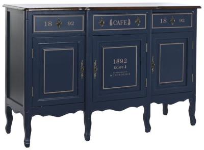 Romantic Navy Blue Wooden 120cm Small Buffet Sideboard 3 Doors