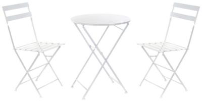 Garden White Metal Folding Dining Table Set 2 Chair