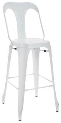 Set Of 2 Loft White Metal Barstool With Back