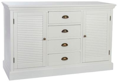 Glam White Wooden Medium Buffet Sideboard 2 Doors