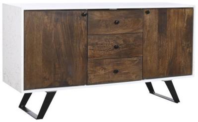 Modern Mango Wood And White 150cm Medium Buffet Sideboard 2 Doors