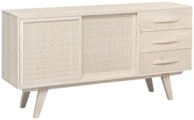 Product photograph of Indian White Mango Wood And Rattan 155cm Medium Buffet Sideboard - 2 Doors from Choice Furniture Superstore