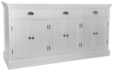 Romantic White Wooden 160cm Medium Buffet Sideboard 6 Doors