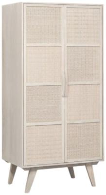 Romantic Mango Wood And Rattan 2 Door Wardrobe