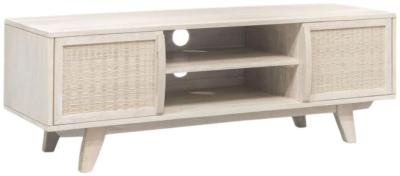 Indian White Mango Wood And Rattan Tv Unit