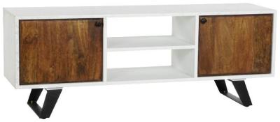 Modern Mango Wood And White 135cm Tv Unit