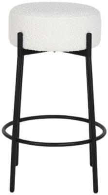 Set Of 2 Scandi White Boucle Fabric Round Barstool